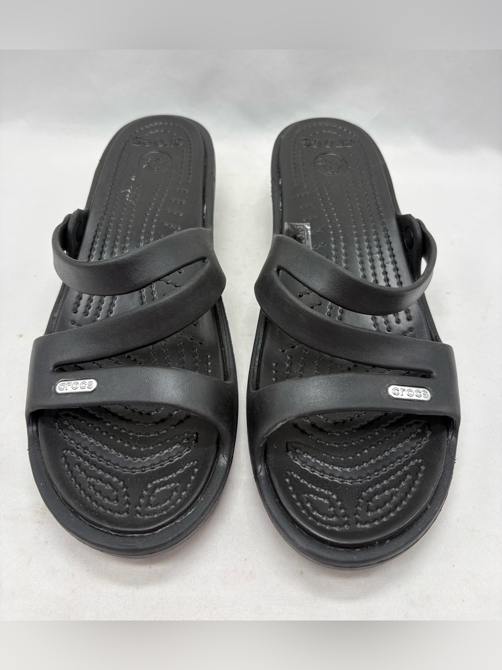 Crocs Patricia II Wedge Sandal Women's Black Strappy Waterproof Slide Size 10